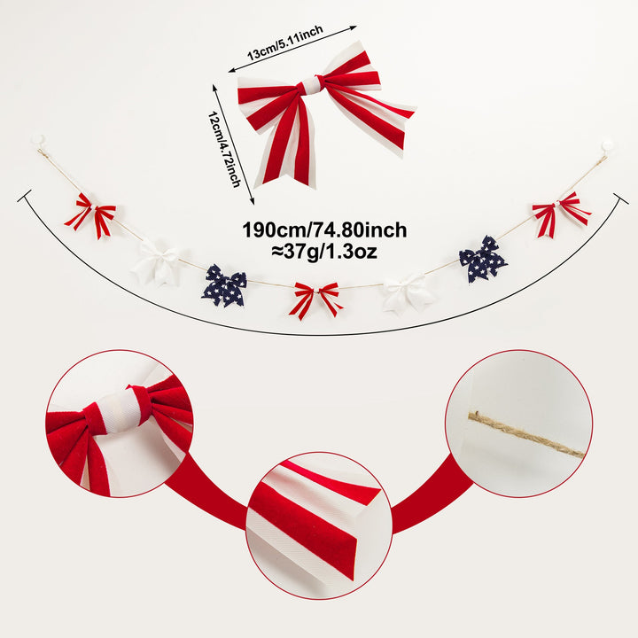 Unisex decorative ribbon garland made of fabric with natural jute rope Kalsten