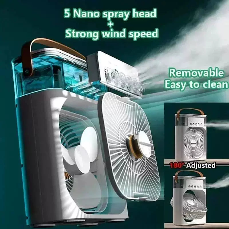 Unisex one size portable USB humidifying desk fan with ambient LED mood light and multi-stage air circulation Kalsten