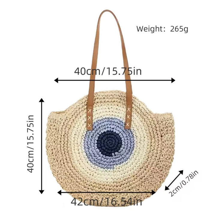 Braided basket bag with unique round design and elegant shoulder straps Kalsten
