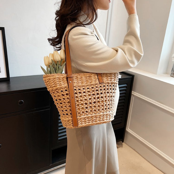 Basket bag with elegant leather handle Kalsten
