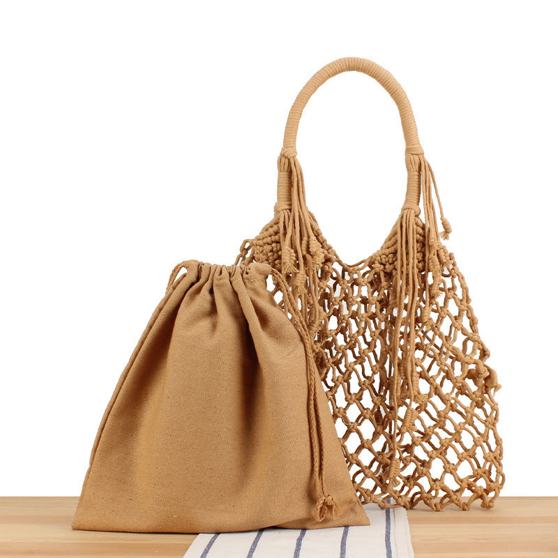 Macrame Tote Bag with Inner Pocket Kalsten