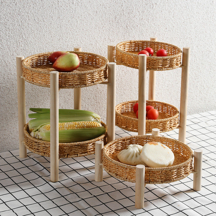 Unisex Round Storage Bowl with Wooden Legs Kalsten