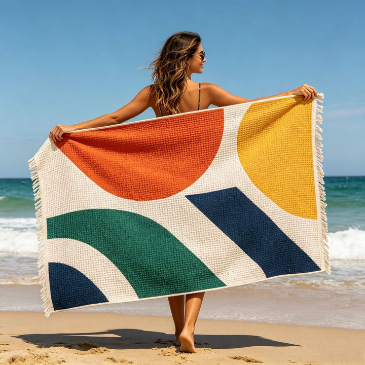 Beach towel with tropical flower pattern Kalsten