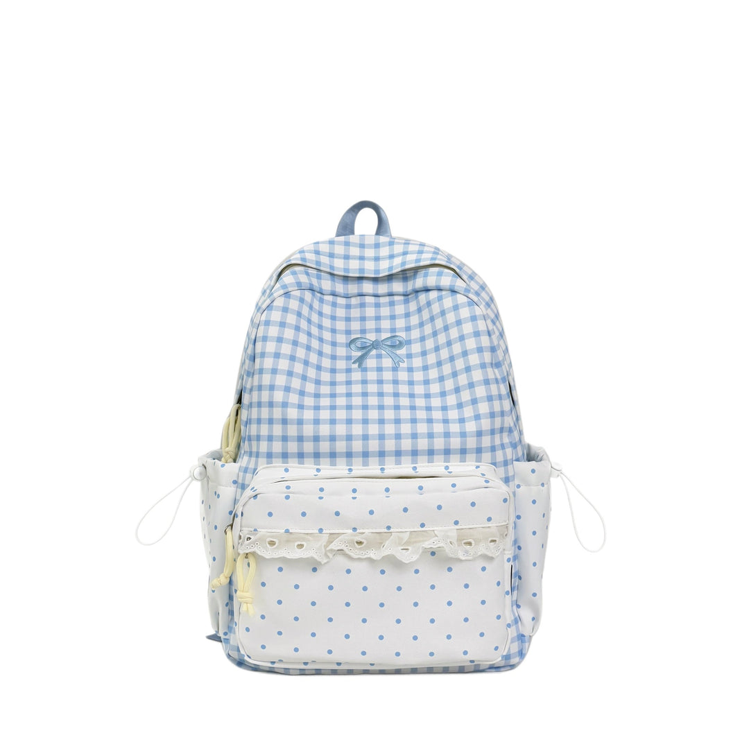 Playful Gingham and Polka Dot Backpack Kalsten
