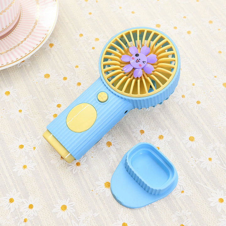Ladies Compact Hand Fan with Flower Motif Kalsten