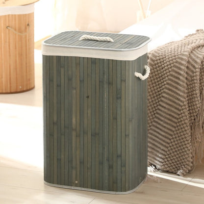 Elegant Laundry Basket Made of Bamboo with Practical Lid Acalora