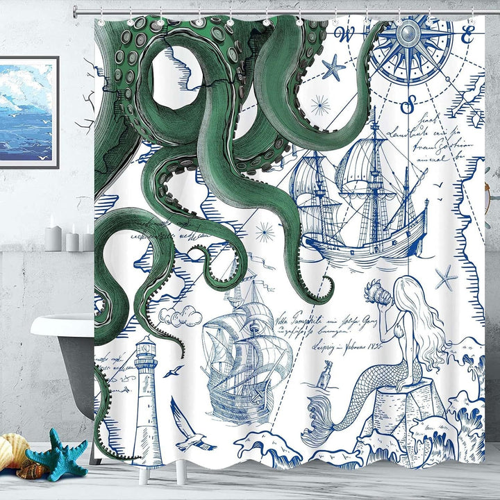 Ocean-Theme Shower Curtain Kalsten