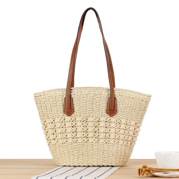 Basket bag with artificial leather handles Kalsten