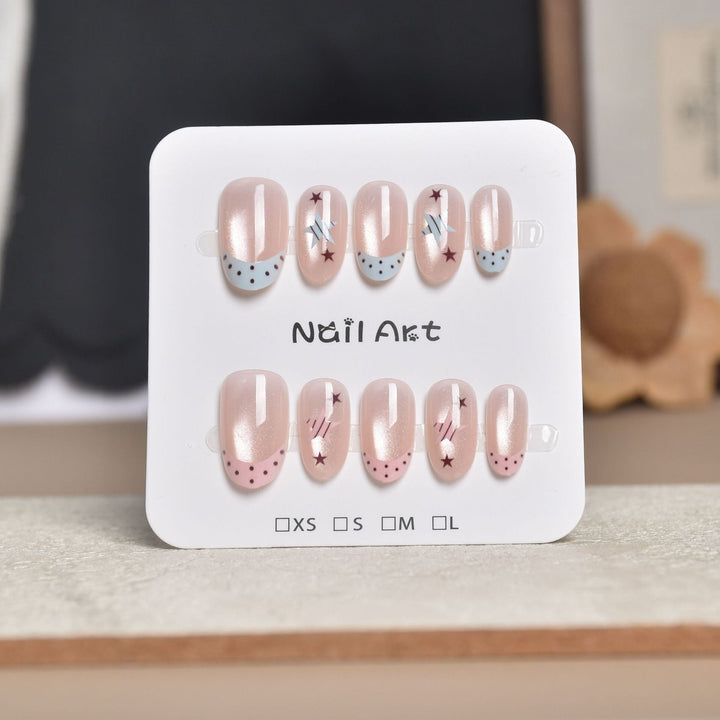 Artistic Star-Embellished Press-On Nail Set Kalsten