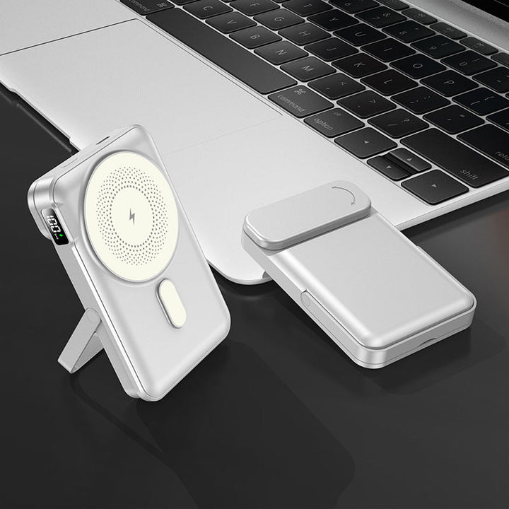 Portable power bank with integrated stand function and digital charging status display Kalsten