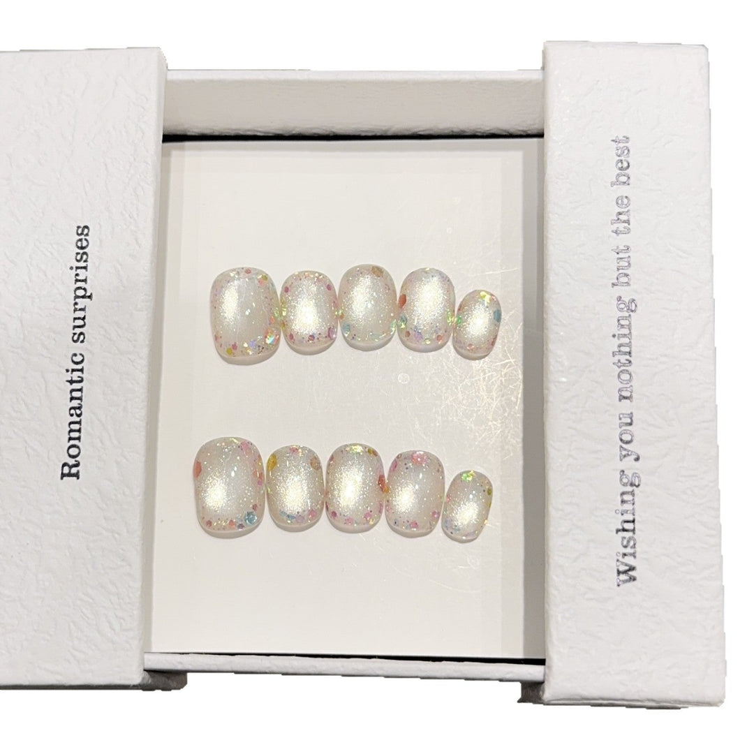 Artificial Nail Set with Romantic Glitter Effect Kalsten