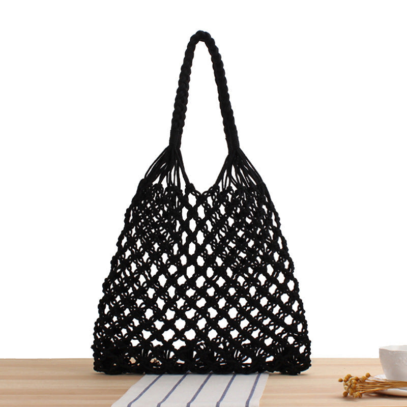 Mesh tote bag made of handcrafted natural material with unique pattern Kalsten