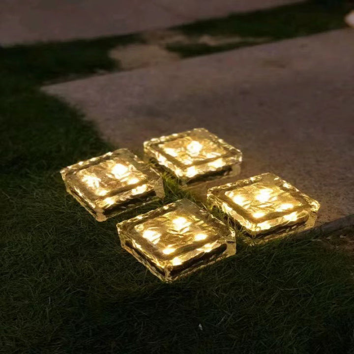 Solar Glass Paver Garden Pathway Light With Integrated Warm LED Modules Kalsten