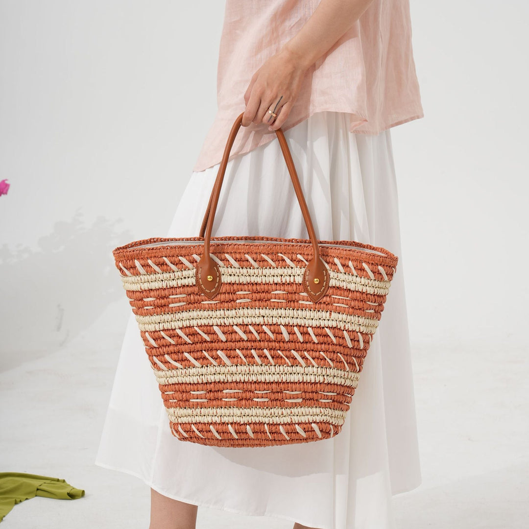 Polka Dot Rattan Handbag Kalsten