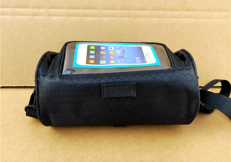 waterproof bicycle handlebar phone bag with touchscreen pocket and zippered cargo Kalsten