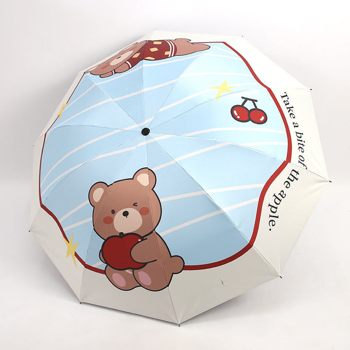 Women's Creative Folding Umbrella with Cute Bear Design Kalsten