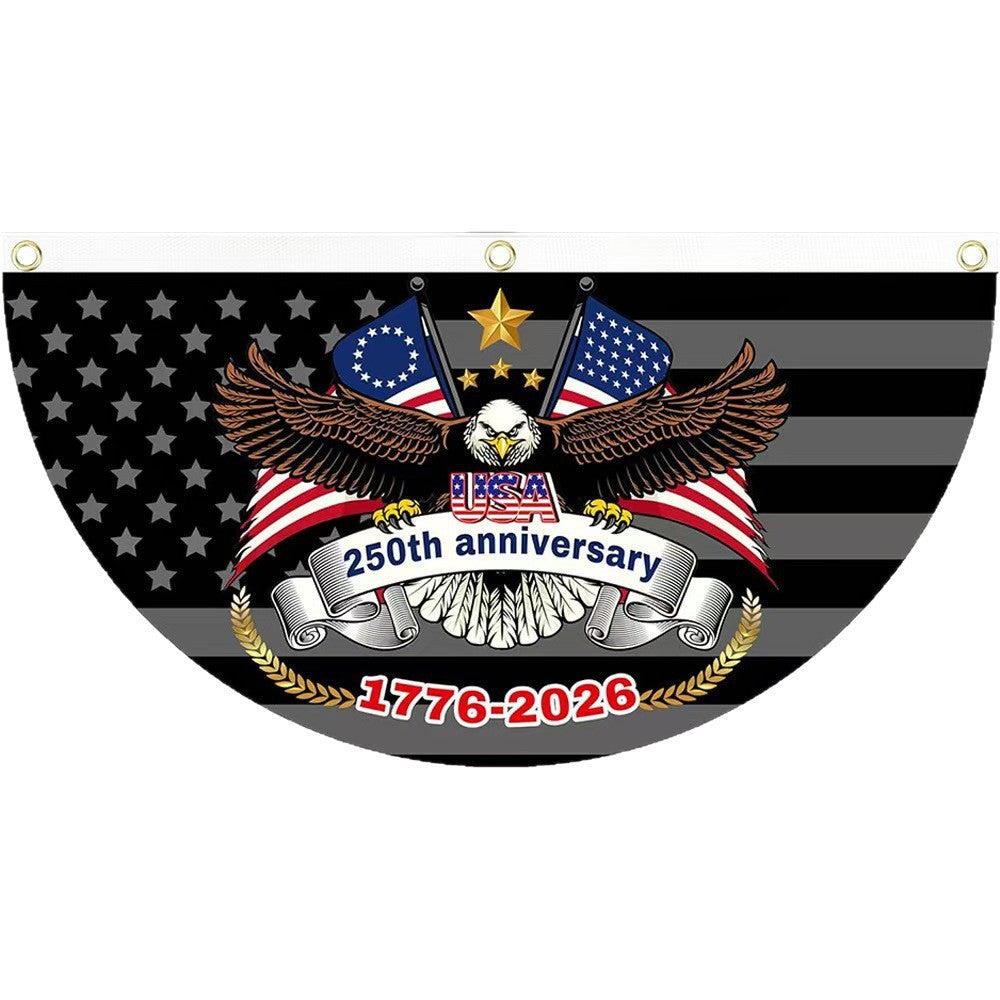 Unisex half-circle banner made of weatherproof polyester with metal eyelets and reinforced seams Kalsten