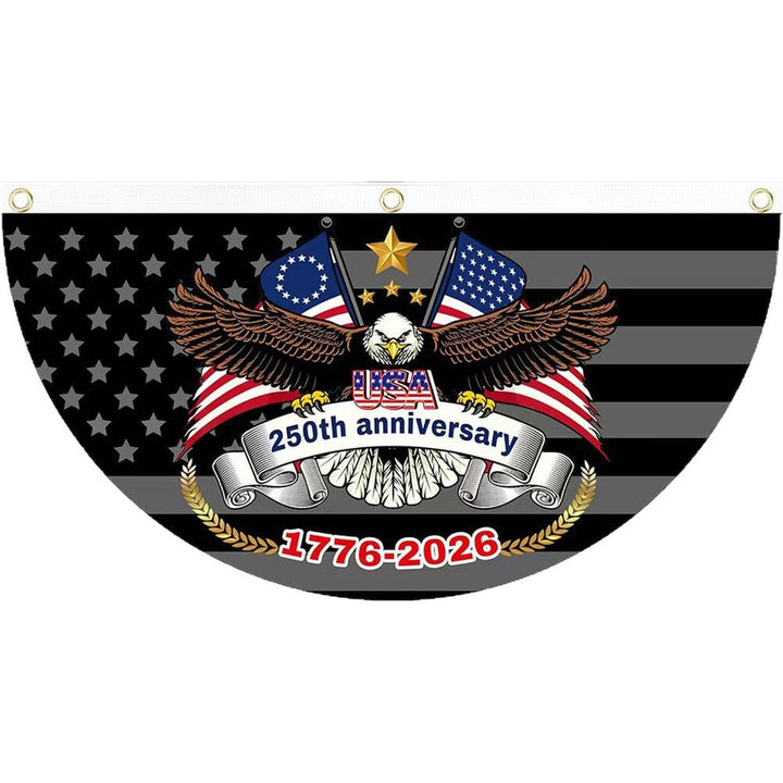 Unisex half-circle banner made of weatherproof polyester with metal eyelets and reinforced seams Kalsten