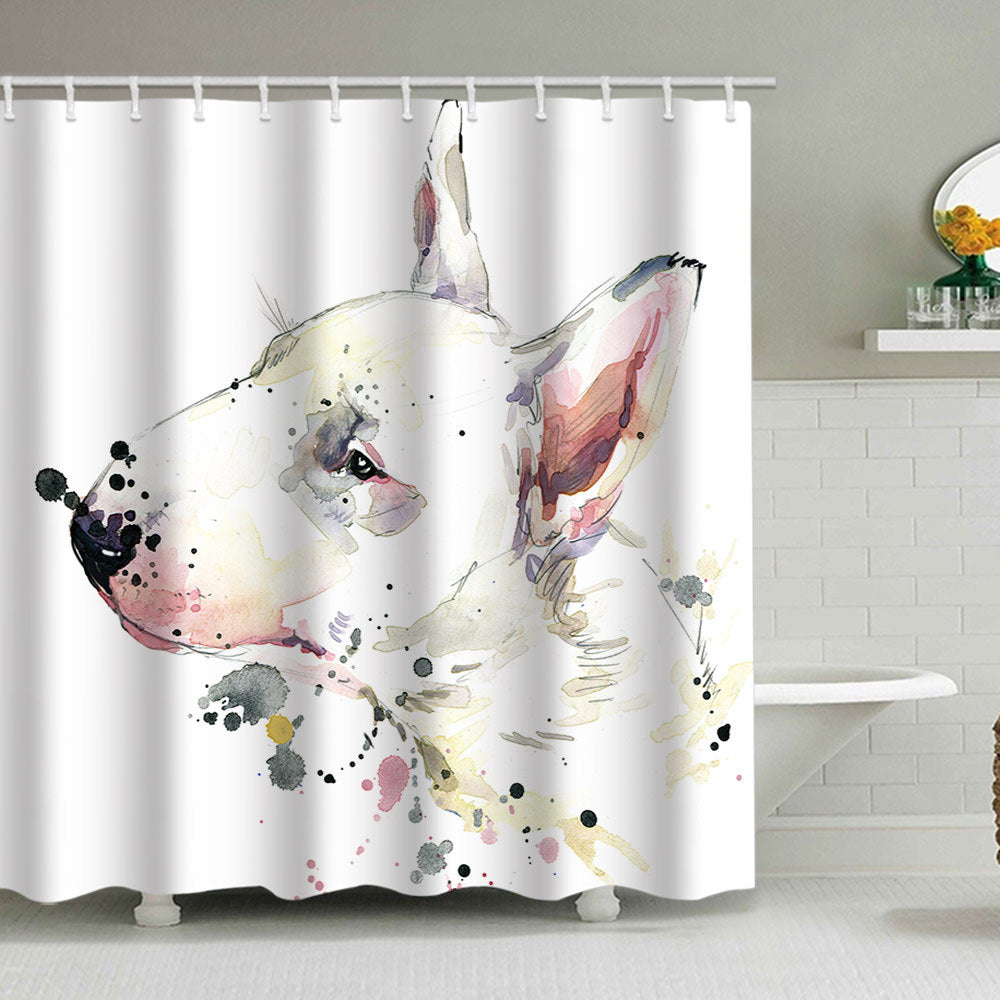 Artistic Dog Illustration Shower Curtain Kalsten