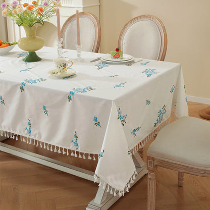 Embroidered Floral Tablecloth