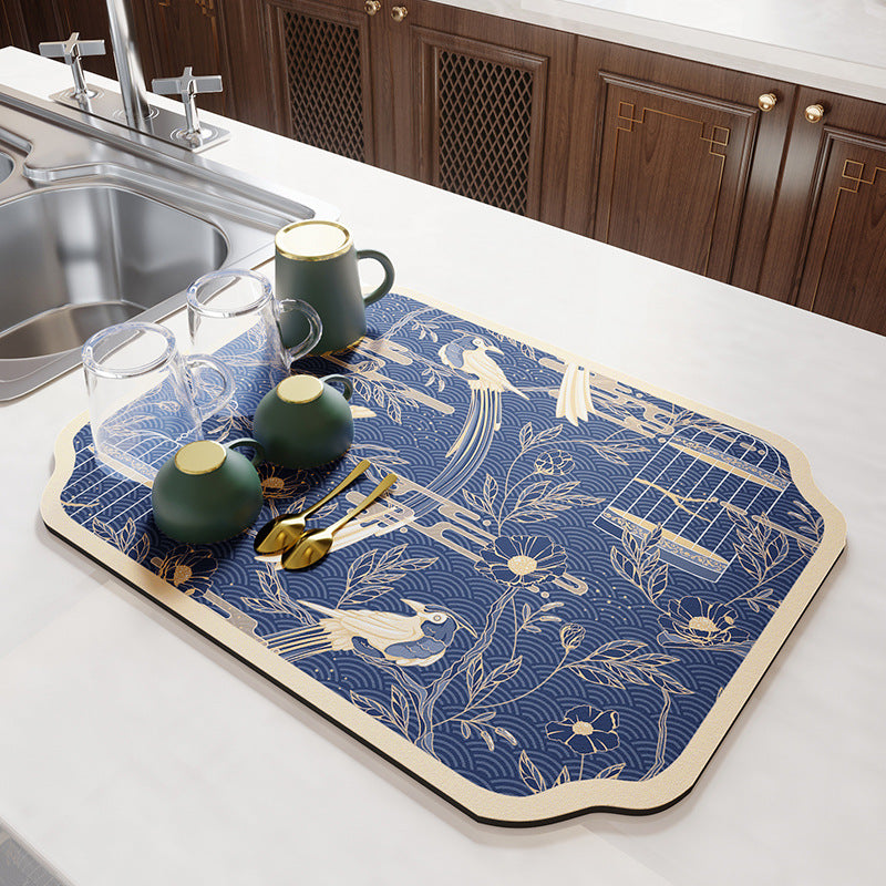Floral Pattern Kitchen Drain Mat Kalsten
