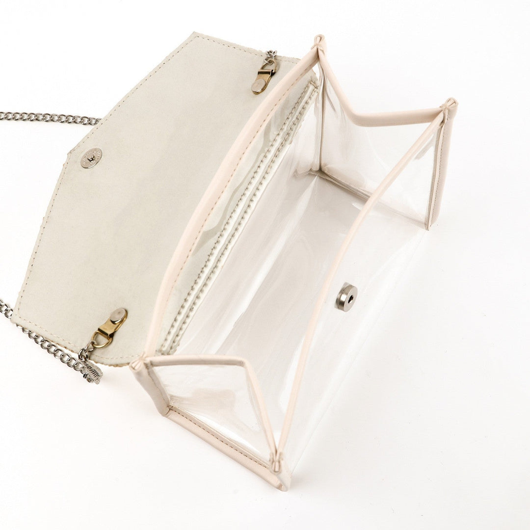 Elegant and Stylish Shoulder Bag Made of Spacious Transparent Material with Woven Lid Kalsten