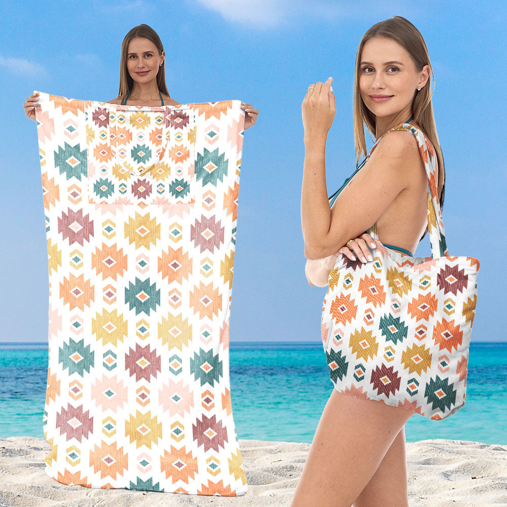 Beach towel with integrated tote bag design Kalsten