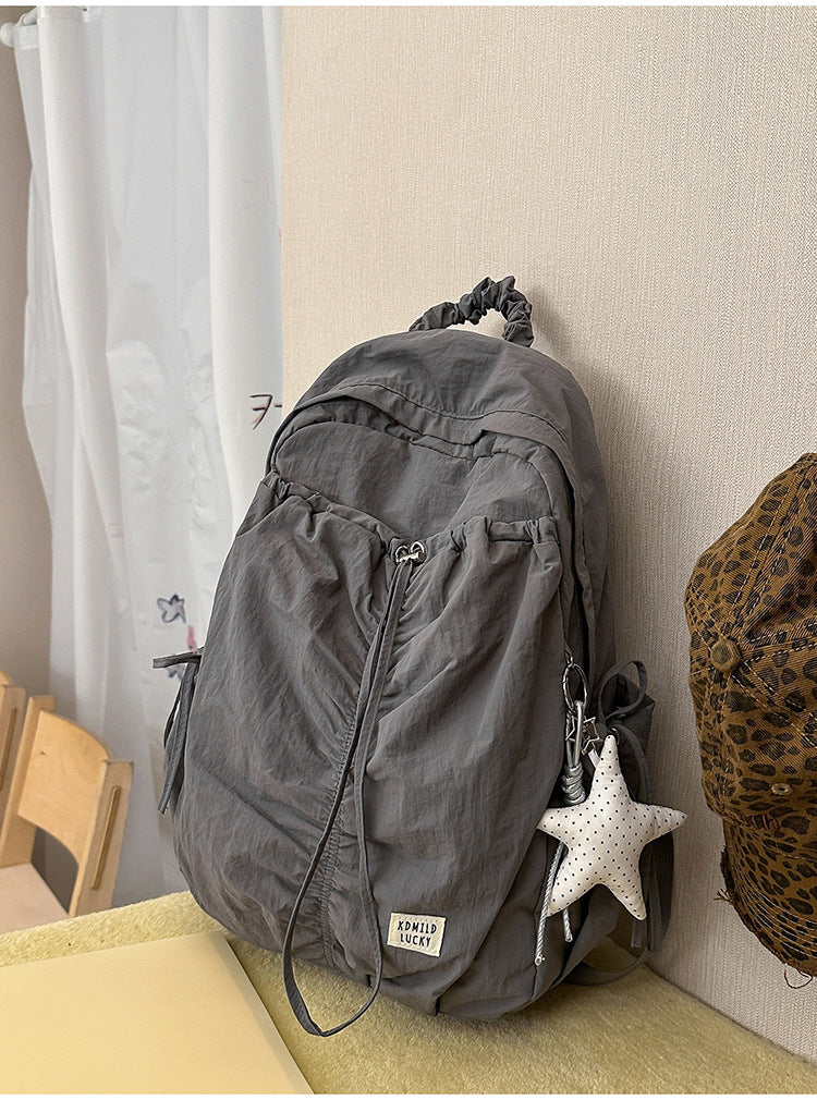 Casual Crinkled Fabric School Backpack