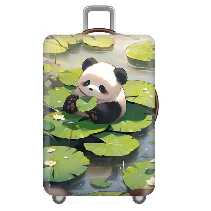 Unisex non-elastic suitcase cover for hard shell trolley with cute panda design, stretch protective cover with handle and wheel openings Kalsten