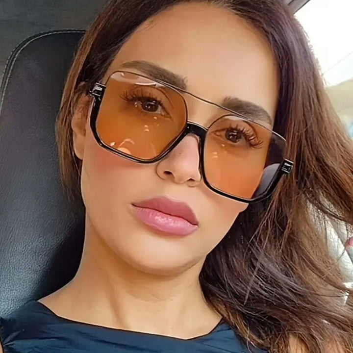 Women's trendy square sunglasses with transparent frame Kalsten