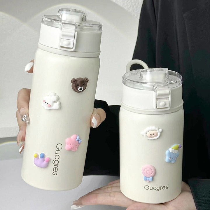 Women's Insulated Drinking Bottle with Secure Flip Closure and Playful Design Kalsten