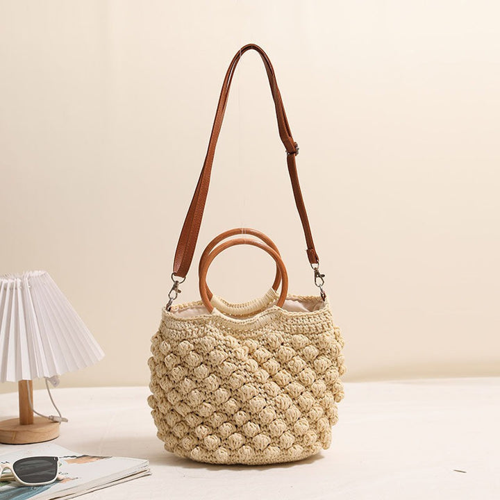 Handcrafted macrame bag with wooden handles Kalsten