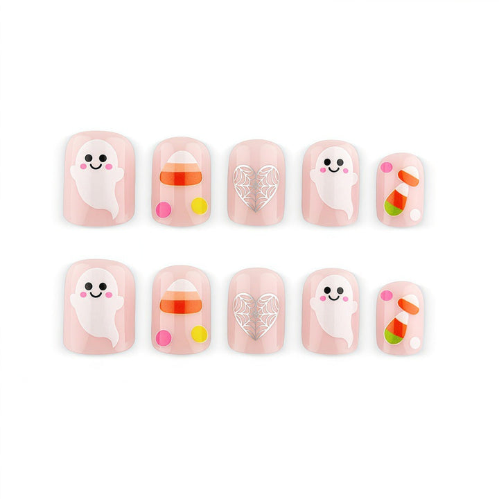 Halloween Artificial Nails with Ghost and Candy Designs Kalsten