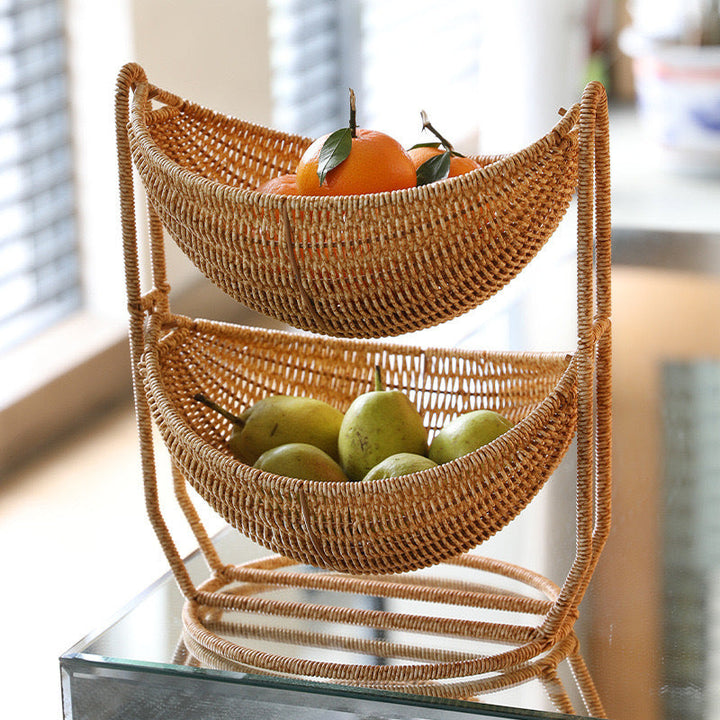 Women Two-Tier Rattan Basket Kalsten