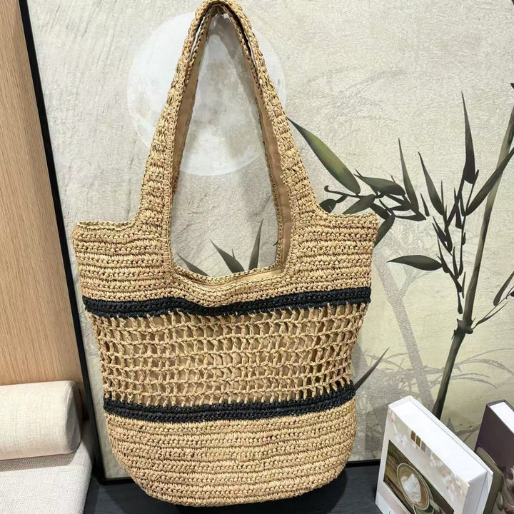 Handwoven tote bag with modern grid pattern Kalsten