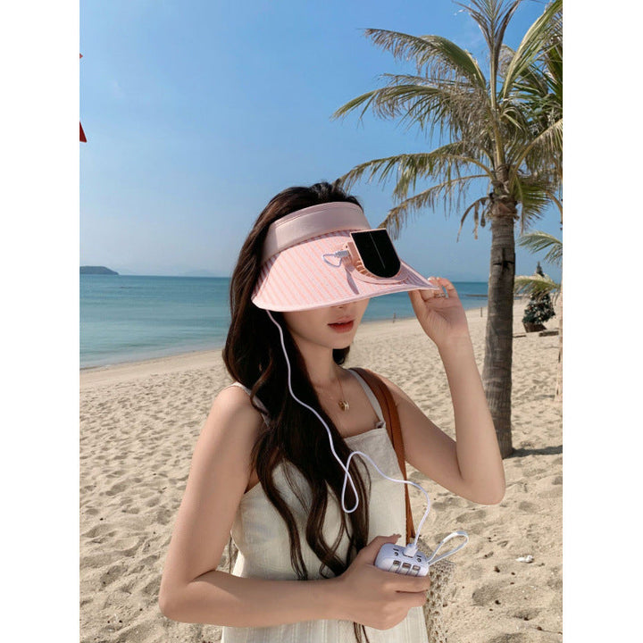 ’s sun protection visor with integrated solar panel, wide brim and adjustable headband Kalsten