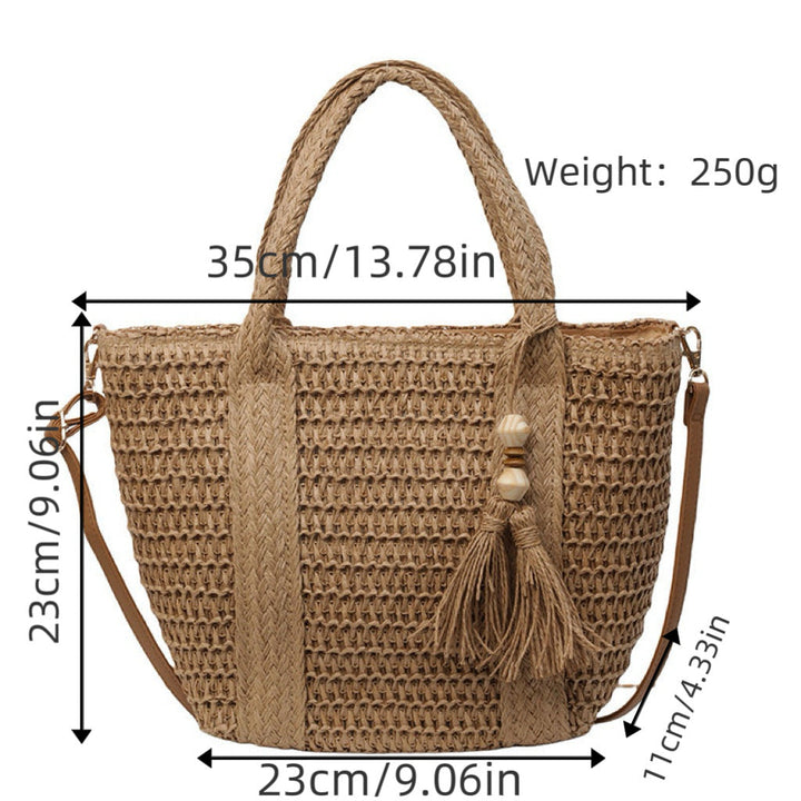 Braided tote bag with tassels and leather details Kalsten