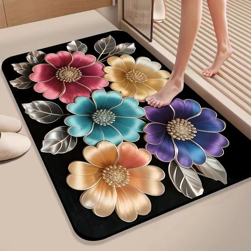 Floral Design Non-Slip Bath Mat Kalsten