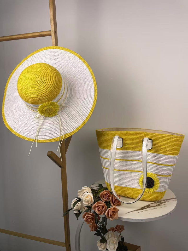 Elegant Beach Bag with Matching Sun Hat Kalsten