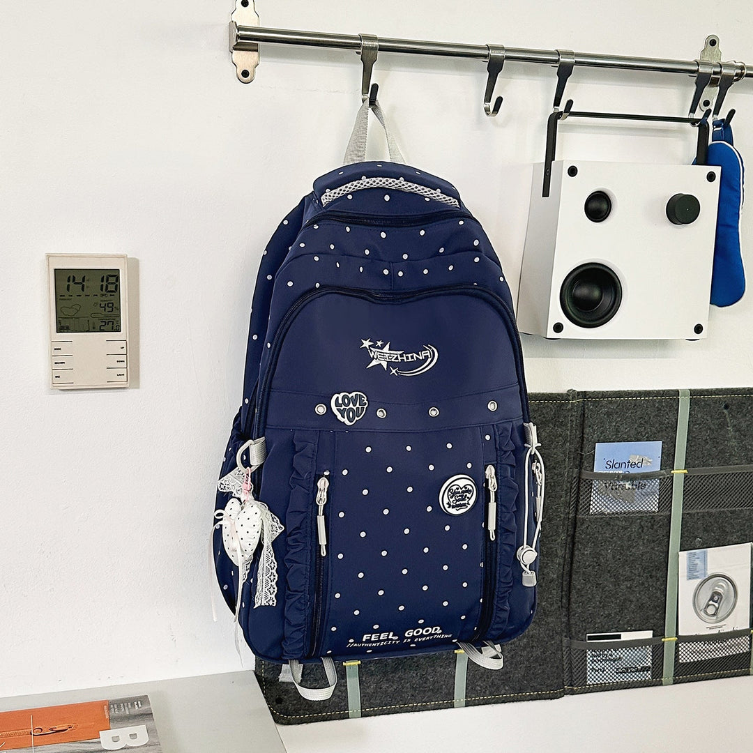 Stylish Polka Dot School Backpack