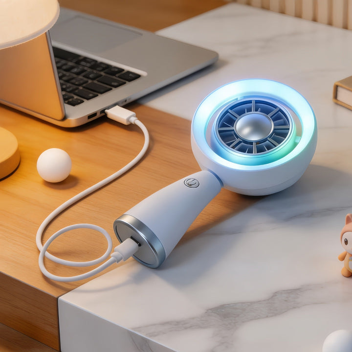 Women Portable RGB Hand Fan with USB Charging Function Kalsten