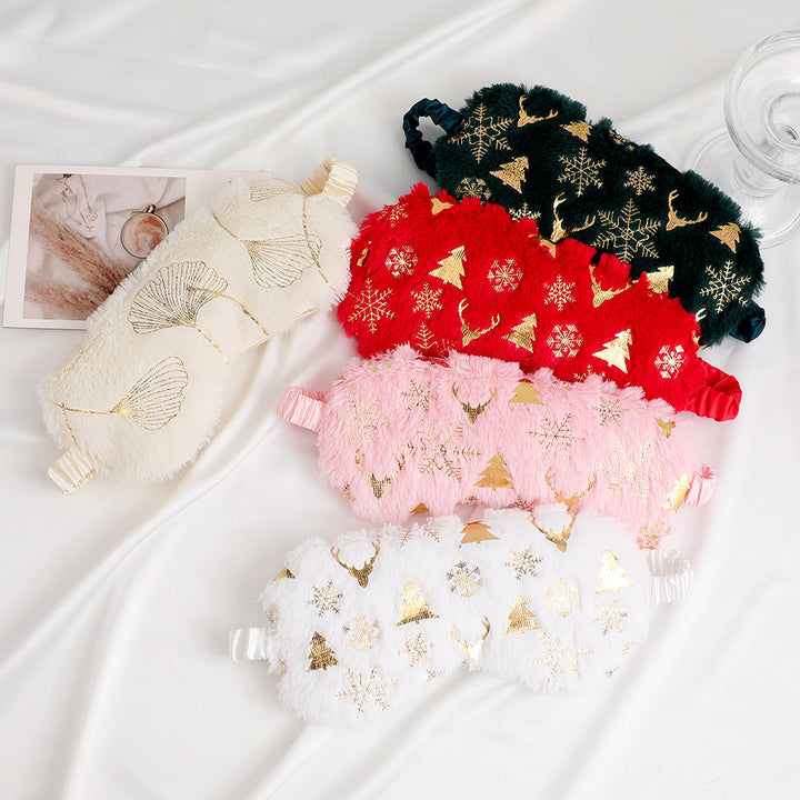 Unisex soft eye mask made of faux fur with festive motif embossing Kalsten