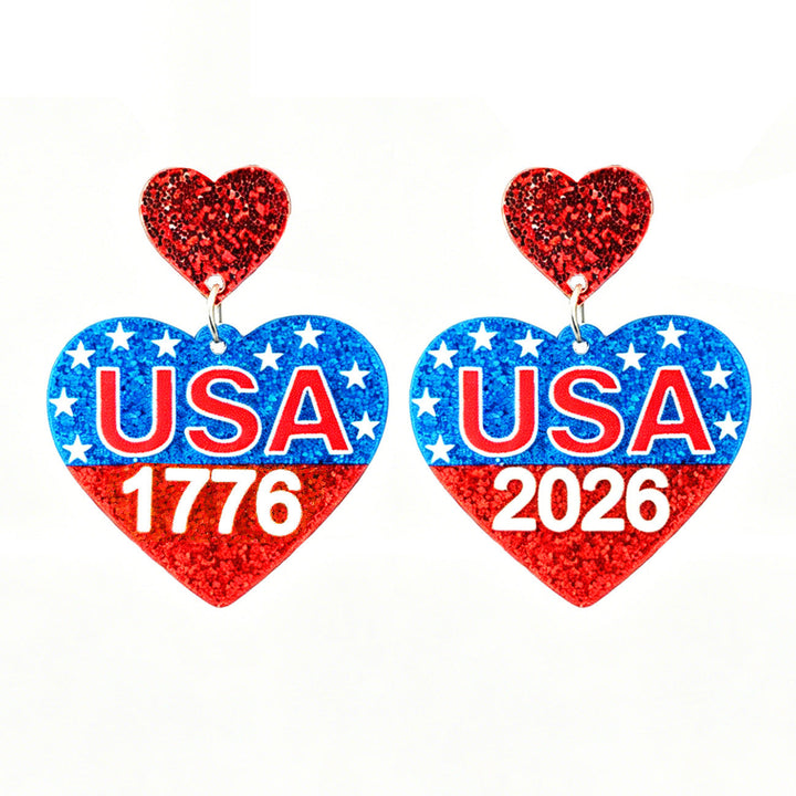 Ladies nan Statement bow earrings made of acrylic with glittering star stripe design and round studs Kalsten