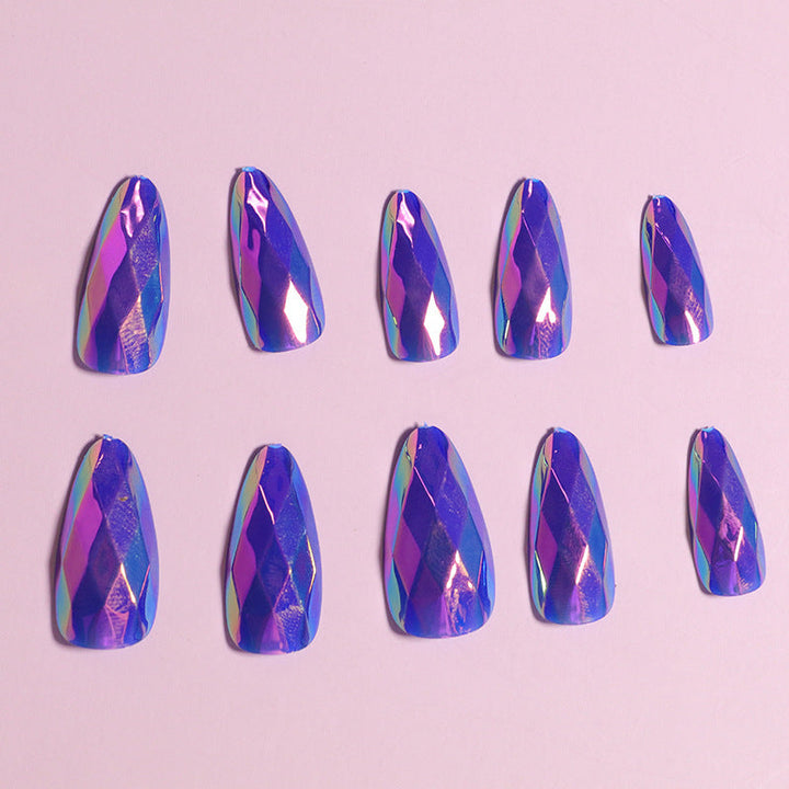 Artistic Press-On Nail Set with Geometric Design Kalsten