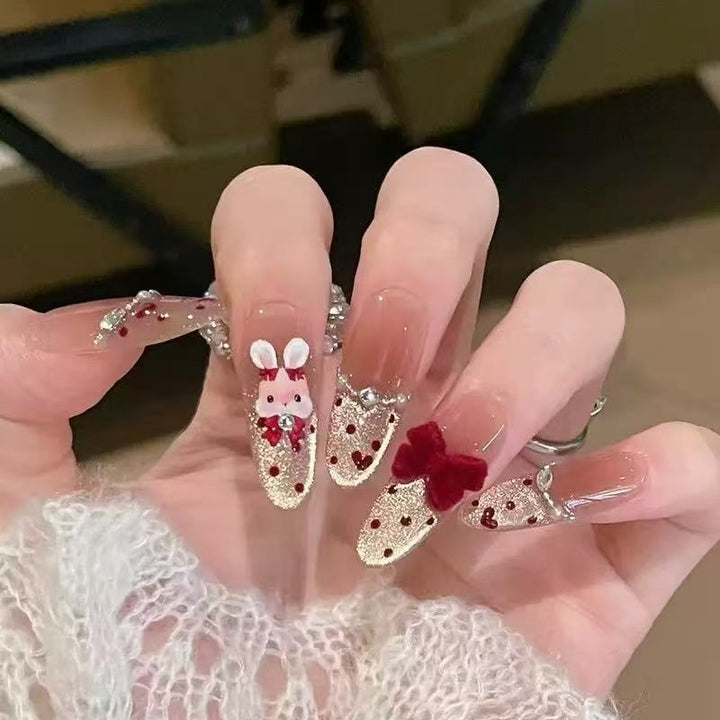 Elegant Decorative Press-On Nail Extensions with Pearls Kalsten