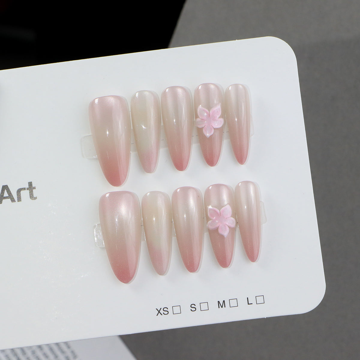 Elegant Press-On Nail Set with Floral Accents Acalora