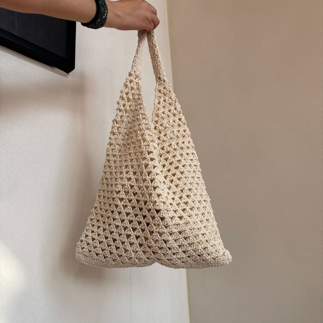 Hand-knotted net tote bag with comfortable double handles Kalsten