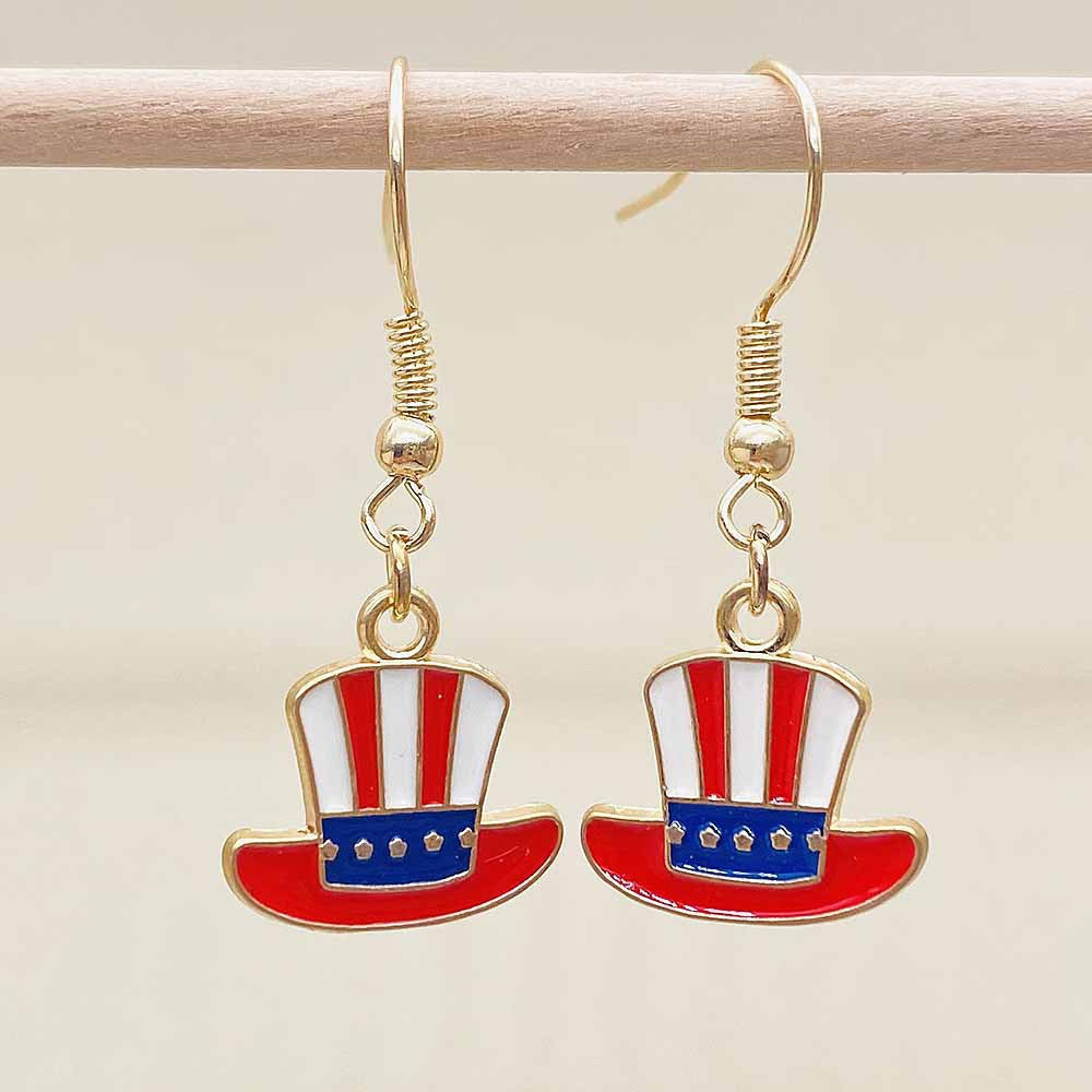 Women's filigree drop earrings with enameled flag pendants and metal hook closure Kalsten
