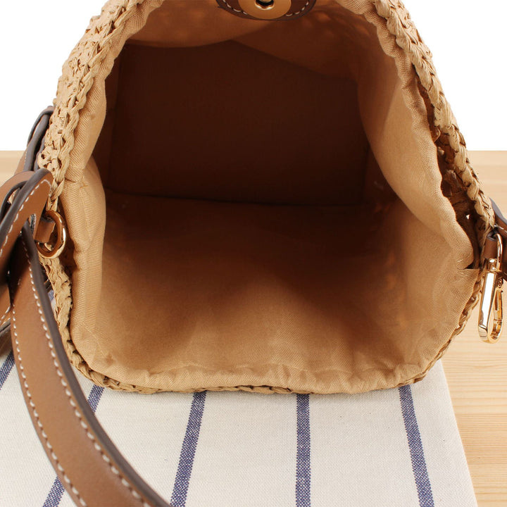 Braided Bast Handbag with Elegant Leather Decoration Kalsten