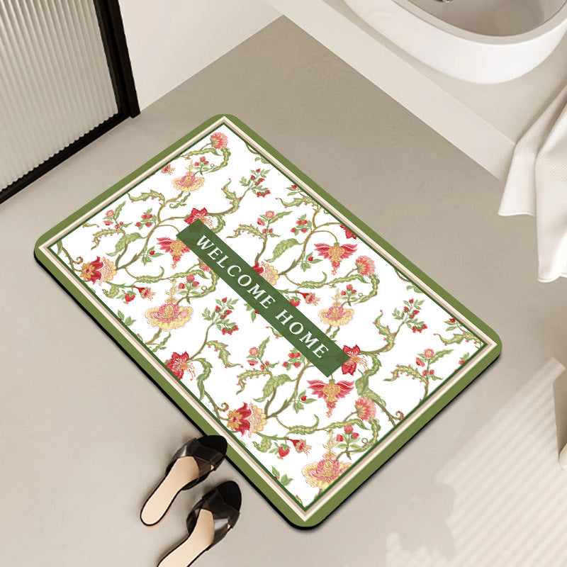 Vintage Floral Pattern Bath Mat Acalora